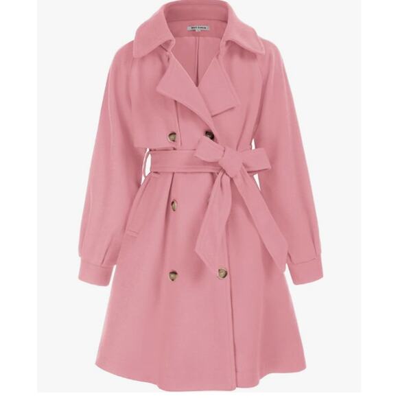 Grace Karin Other - Grace Karin Pink Belted Wool-Blend Dress Coat | Girls Size 12Y | NWT